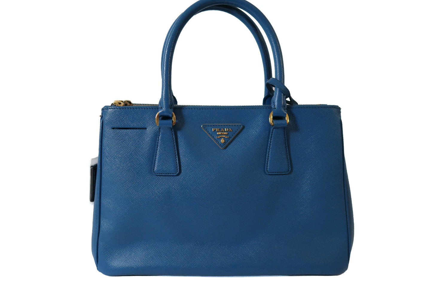 Prada Galleria Blue Saffiano Leather Double Zip Tote Bag with Crossbody Strap - additional view 3