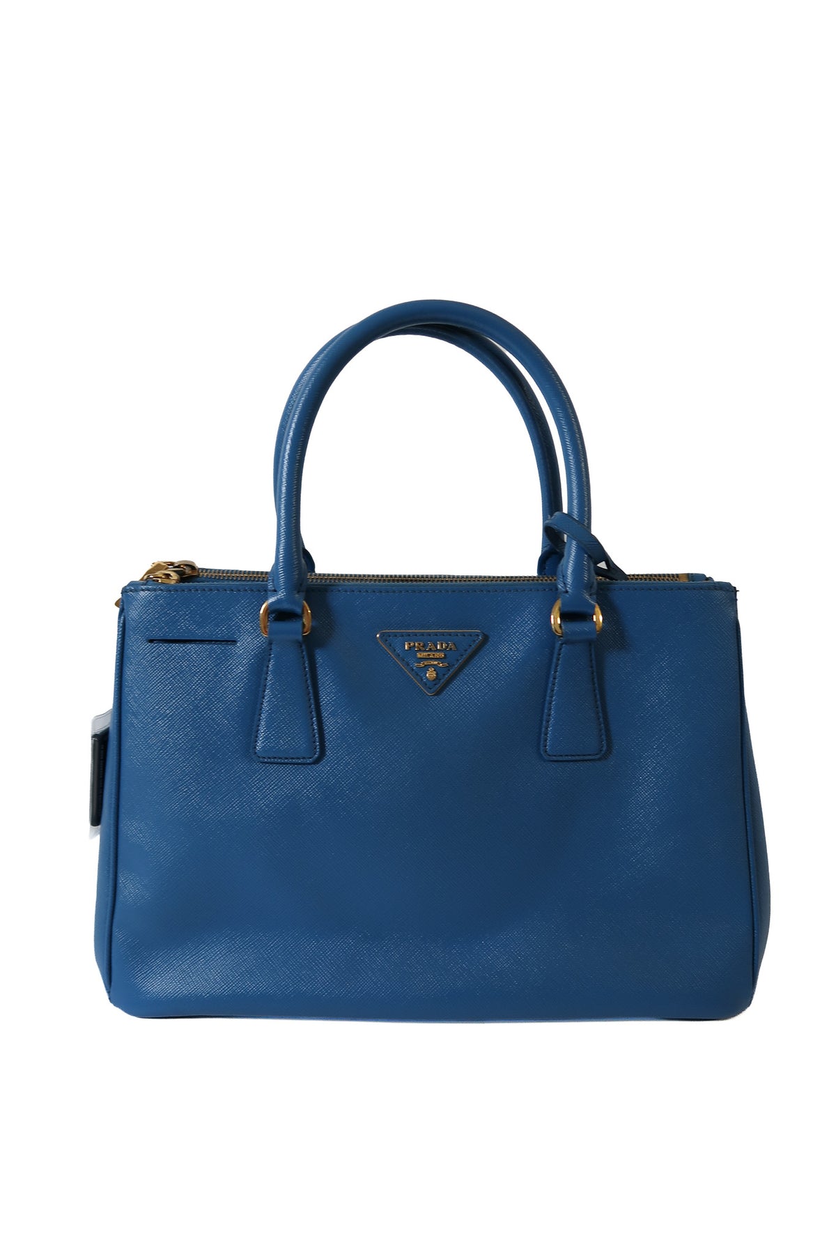 Prada Galleria Blue Saffiano Leather Double Zip Tote Bag with Crossbody Strap - additional view 4