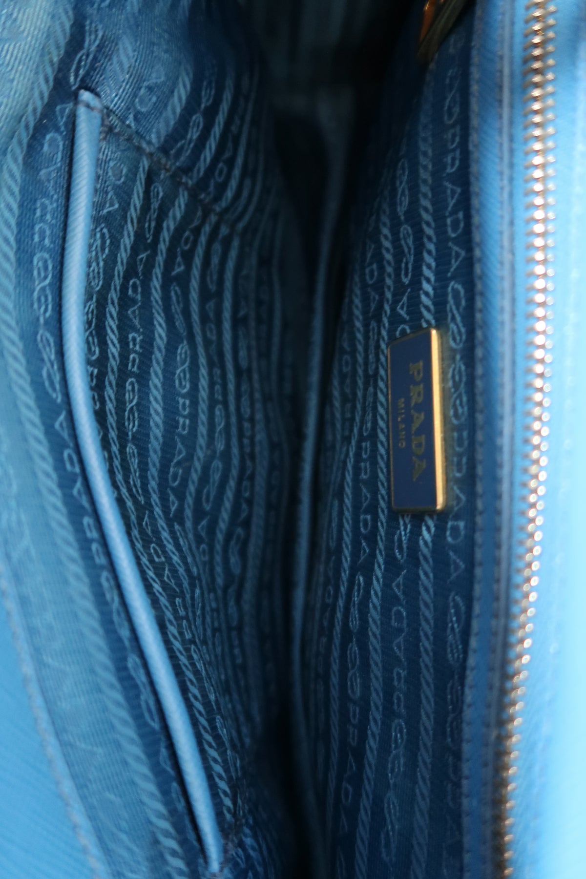 Prada Galleria Blue Saffiano Leather Double Zip Tote Bag with Crossbody Strap - additional view 20