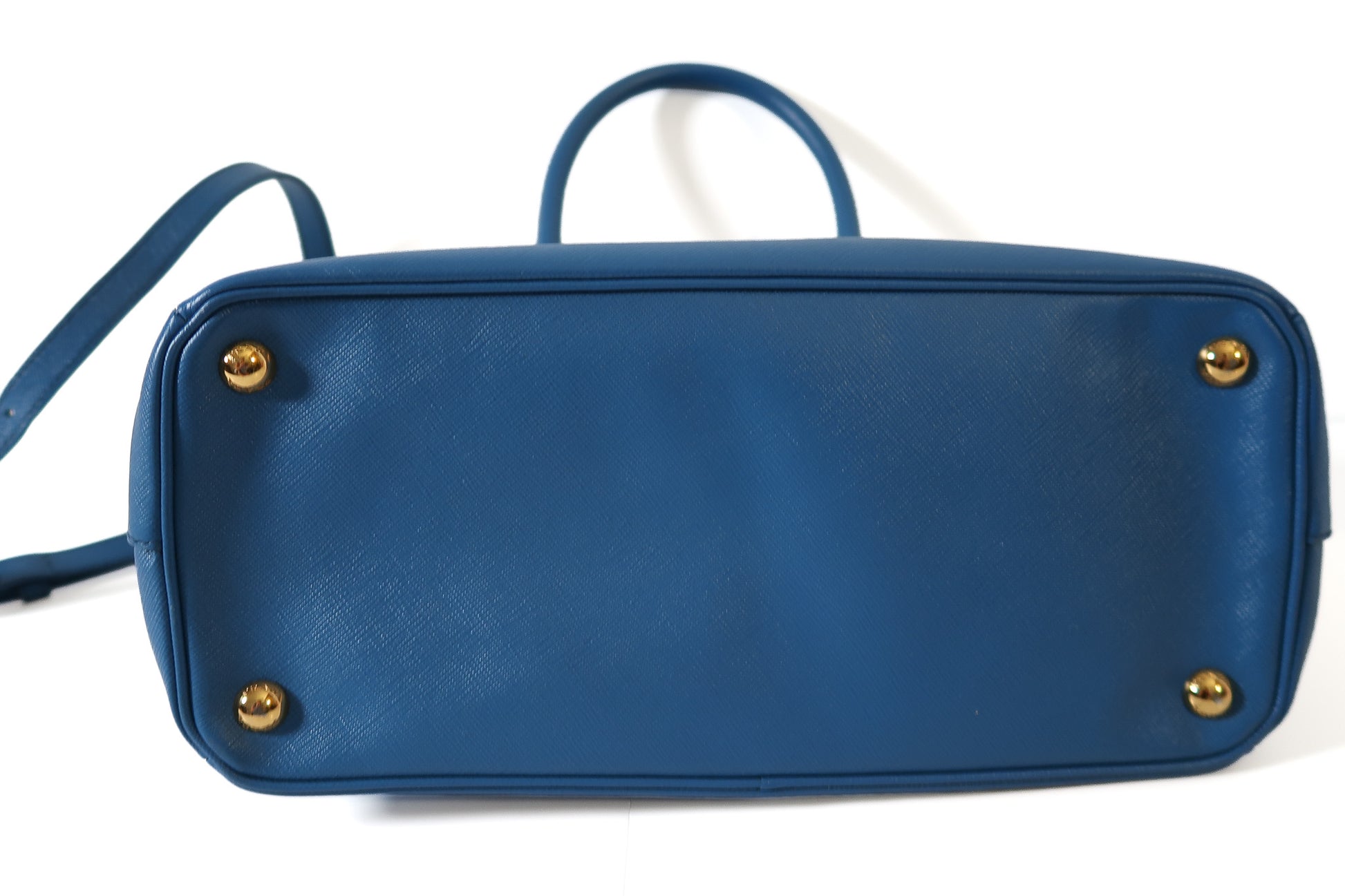 Prada Galleria Blue Saffiano Leather Double Zip Tote Bag with Crossbody Strap - additional view 13
