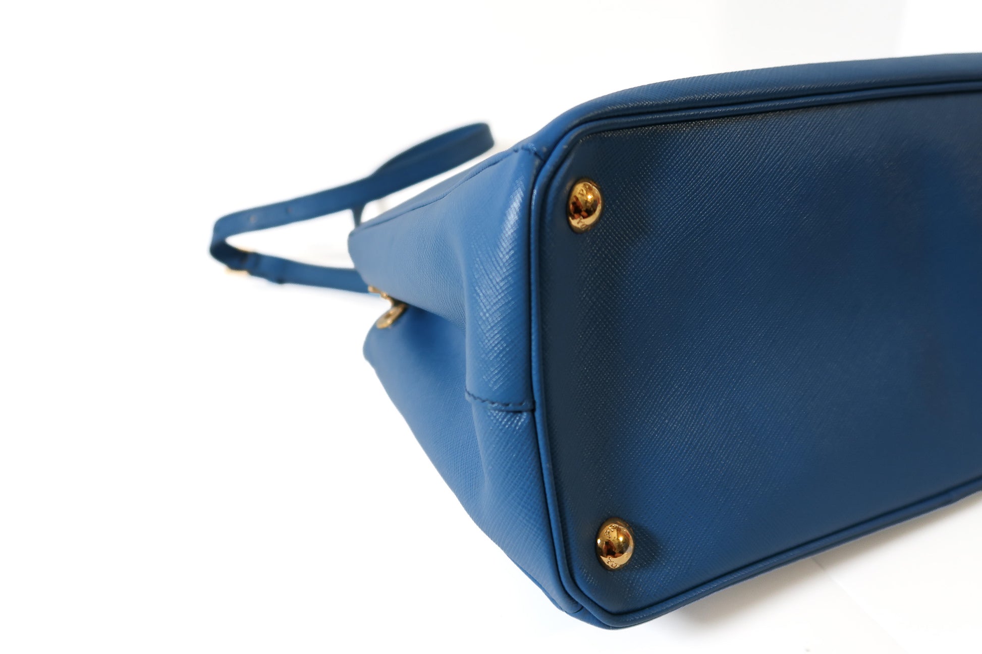Prada Galleria Blue Saffiano Leather Double Zip Tote Bag with Crossbody Strap - additional view 11