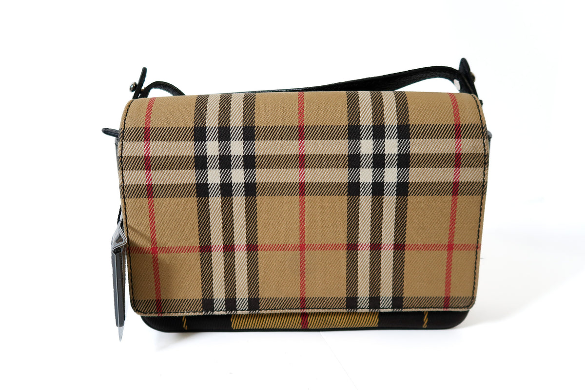 Burberry Hampshire Check Flap Shoulder Crossbody Bag