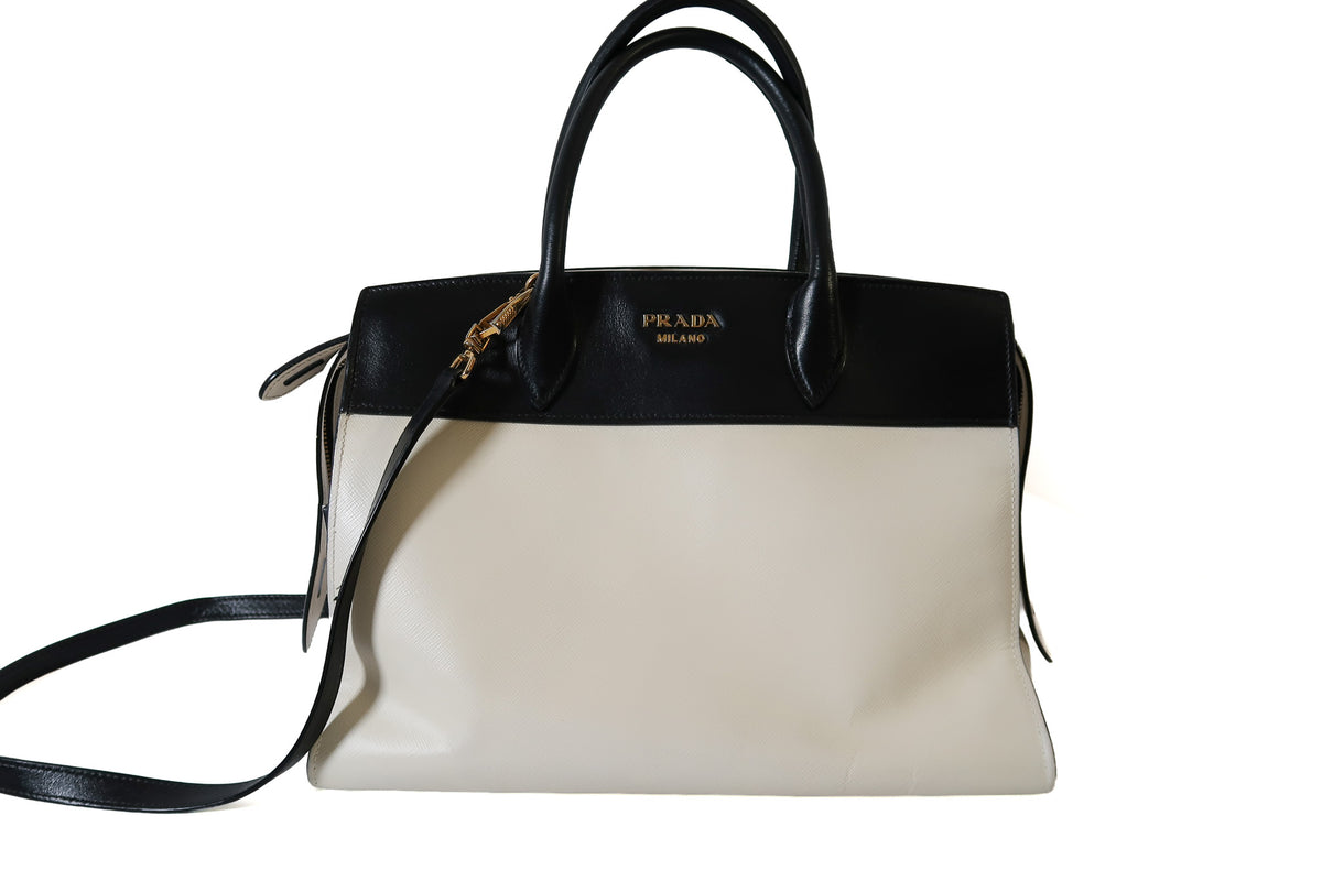Prada Bicolor Saffiano and City Calf Esplanade Satchel with Crossbody Strap - additional view 3