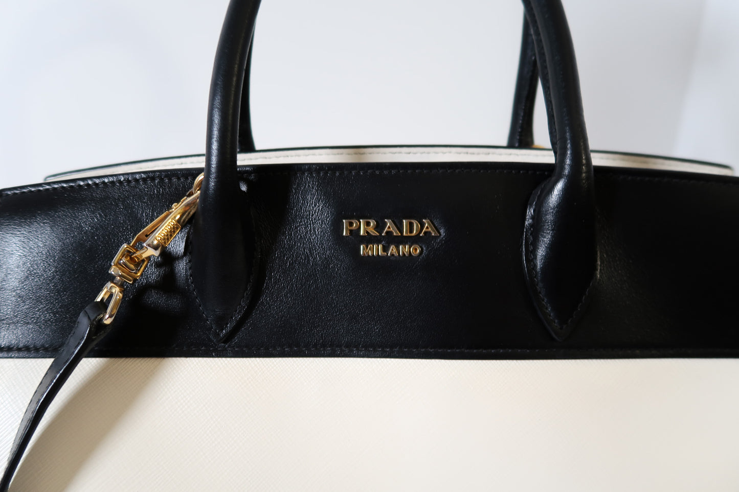 Prada Bicolor Saffiano and City Calf Esplanade Satchel with Crossbody Strap - additional view 4