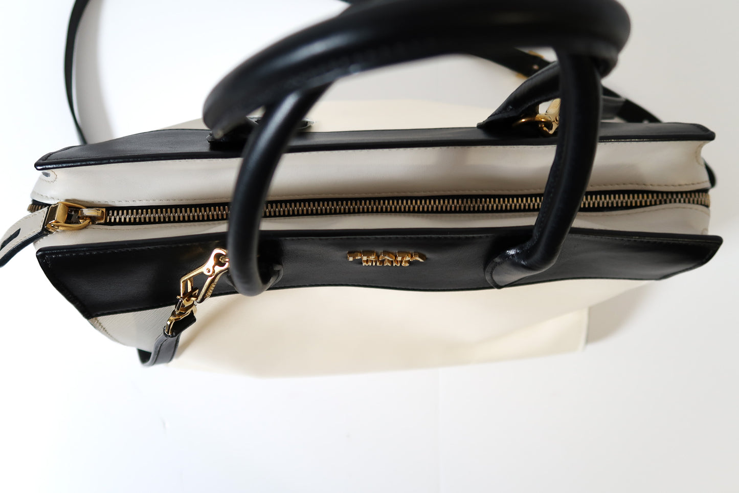 Prada Bicolor Saffiano and City Calf Esplanade Satchel with Crossbody Strap - additional view 6