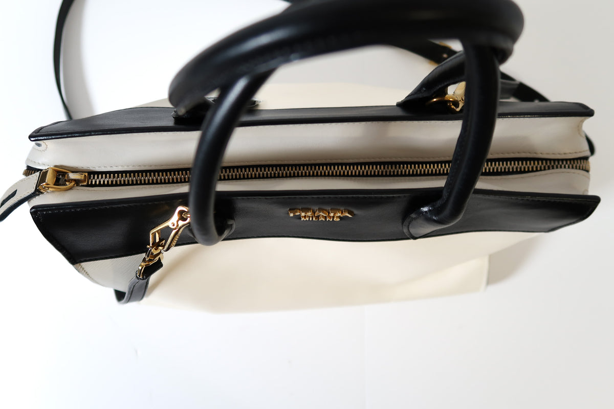 Prada Bicolor Saffiano and City Calf Esplanade Satchel with Crossbody Strap - additional view 6