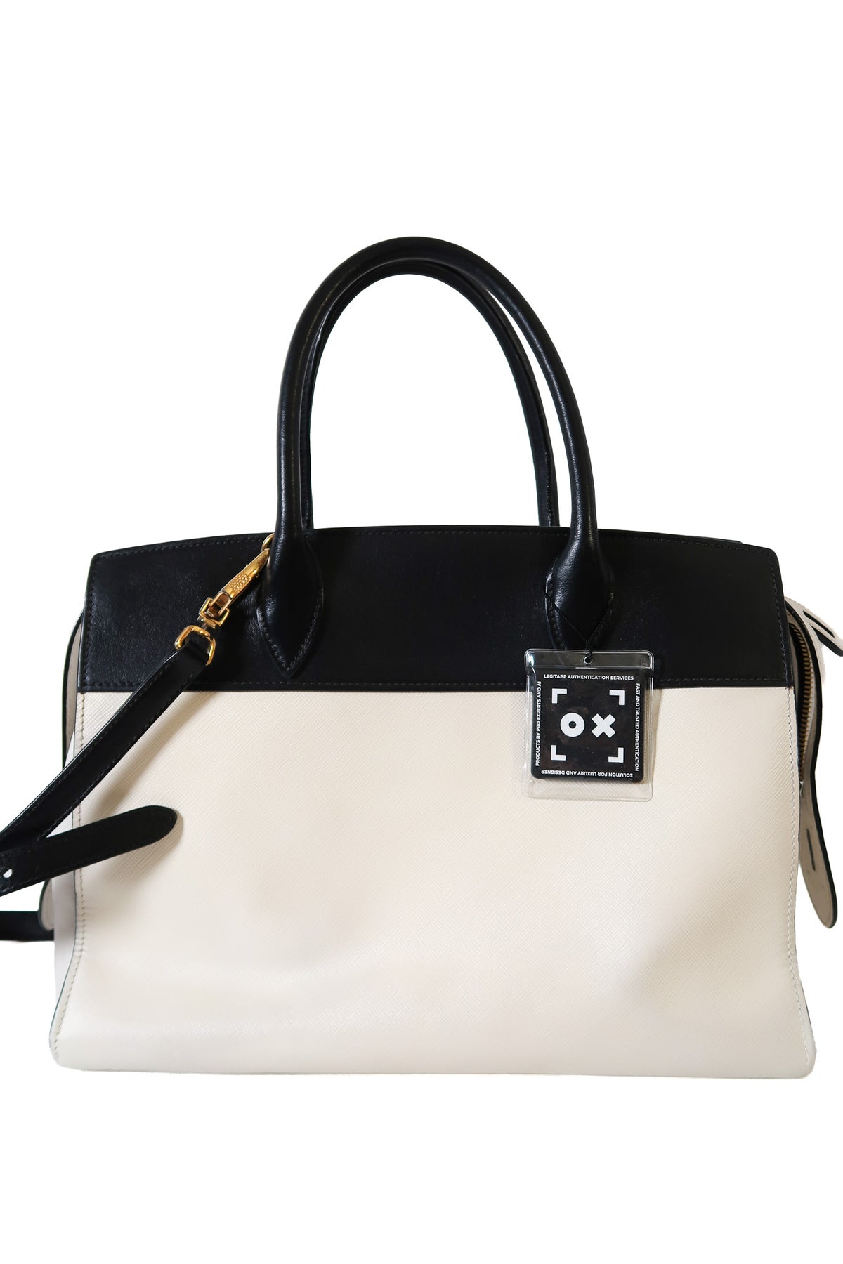 Prada Bicolor Saffiano and City Calf Esplanade Satchel with Crossbody Strap - additional view 2