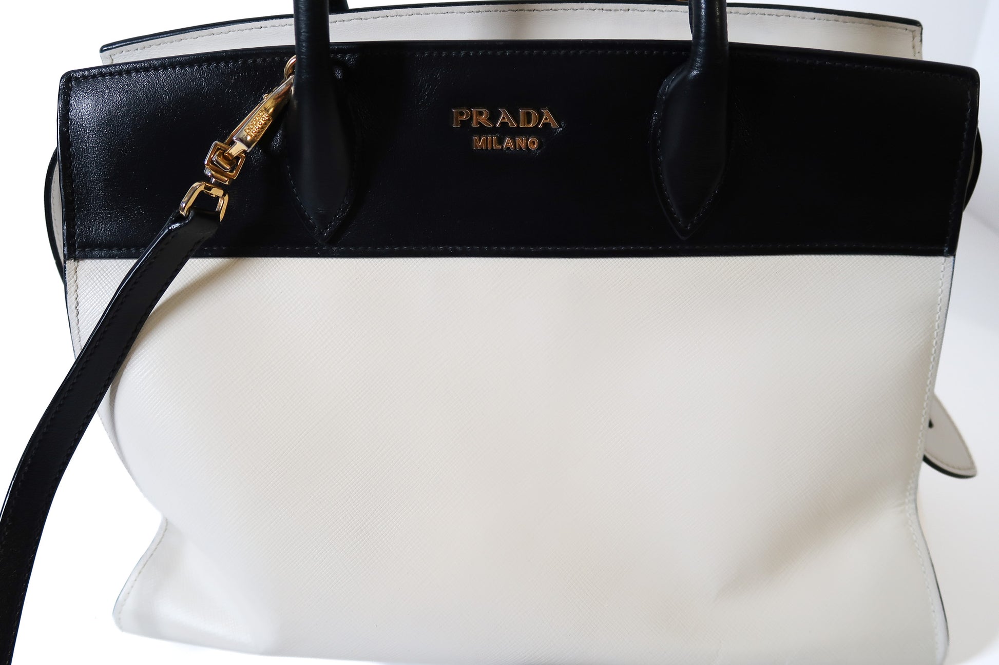 Prada Bicolor Saffiano and City Calf Esplanade Satchel with Crossbody Strap - additional view 11