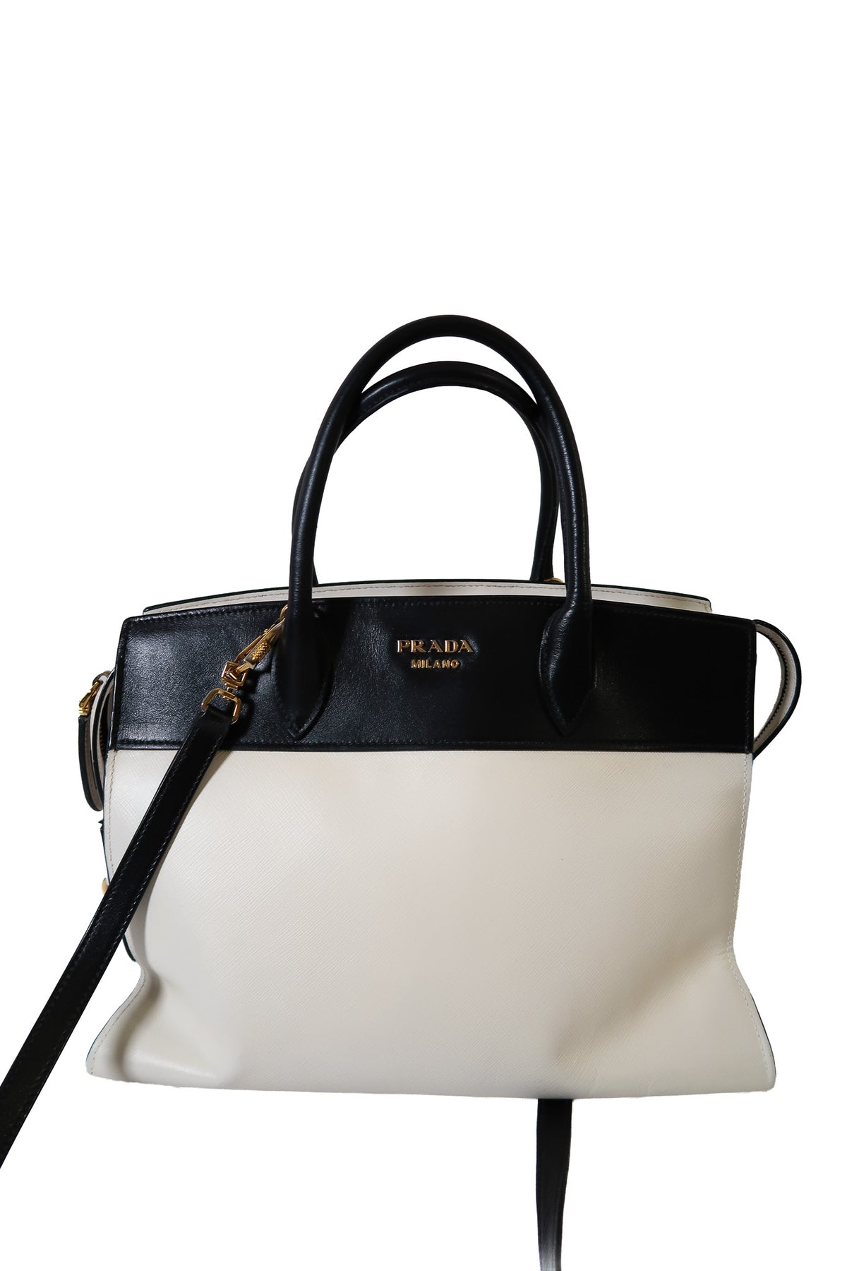 Prada Bicolor Saffiano and City Calf Esplanade Satchel with Crossbody Strap - additional view 21