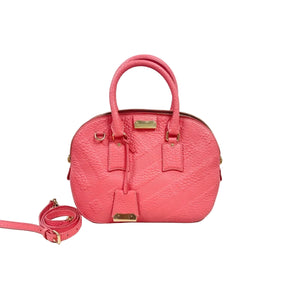 Burberry Textured Leather Convertible Bowling Satchel – Coral Pink
