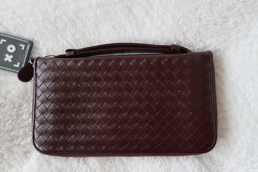 *New Pics* Bottega Veneta Nappa Intrecciato Convertible 2-Way Top Handle Shoulder Bag Clutch – Burgundy