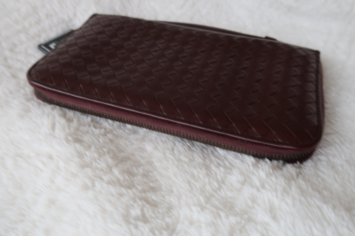 *New Pics* Bottega Veneta Nappa Intrecciato Convertible 2-Way Top Handle Shoulder Bag Clutch – Burgundy