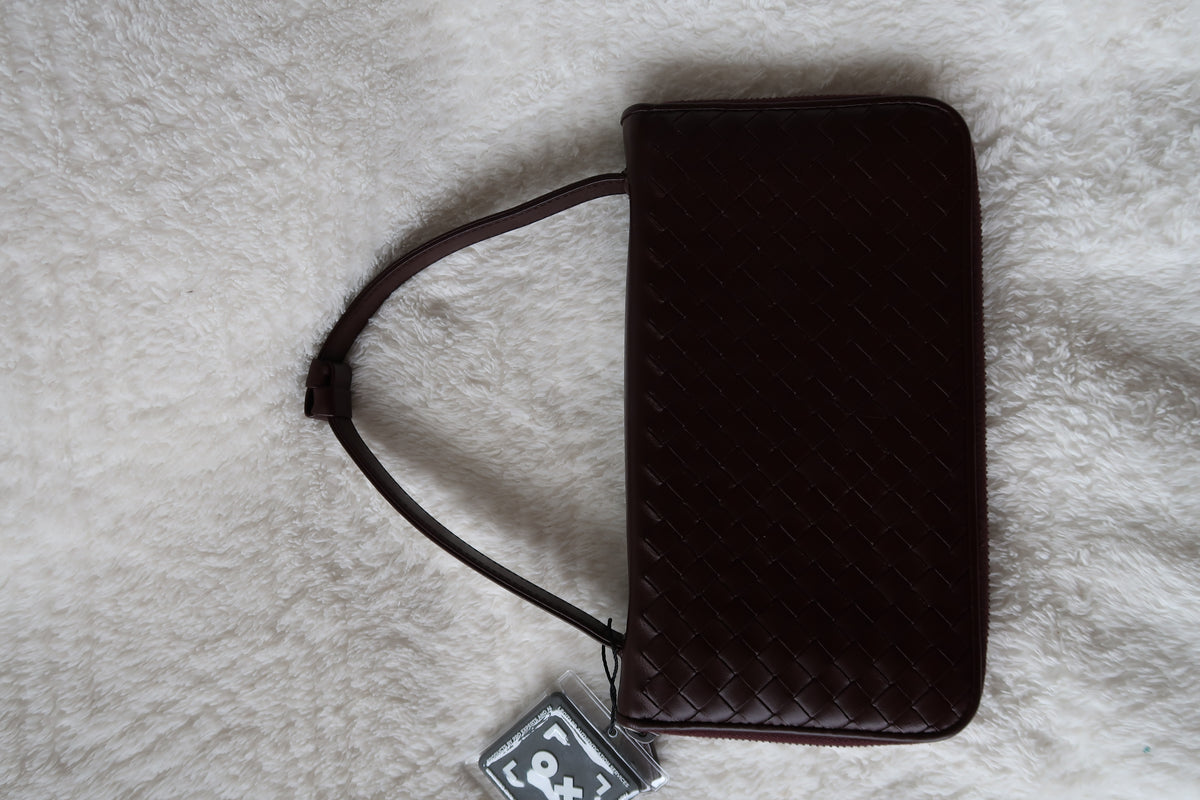 *New Pics* Bottega Veneta Nappa Intrecciato Convertible 2-Way Top Handle Shoulder Bag Clutch – Burgundy