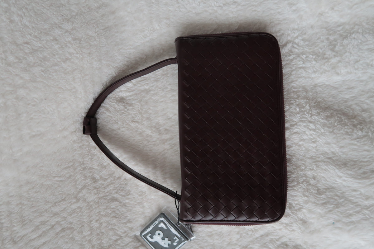 *New Pics* Bottega Veneta Nappa Intrecciato Convertible 2-Way Top Handle Shoulder Bag Clutch – Burgundy