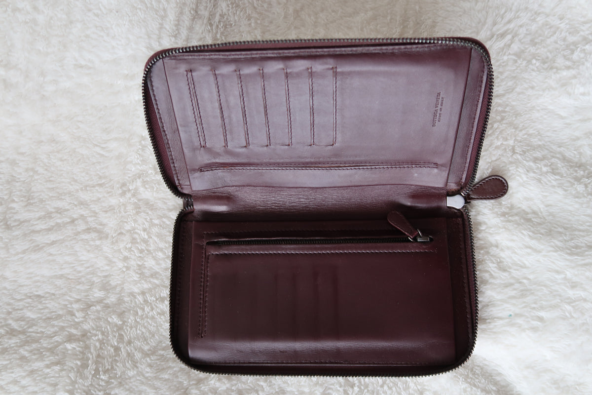 *New Pics* Bottega Veneta Nappa Intrecciato Convertible 2-Way Top Handle Shoulder Bag Clutch – Burgundy
