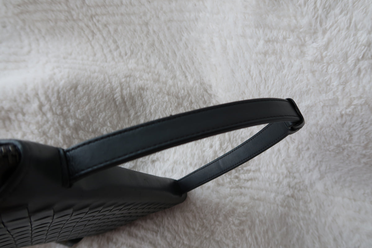 *New Pics* Bottega Veneta Intrecciato Convertible 2-Way Shoulder Bag / Clutch – Charcoal Dark Gray