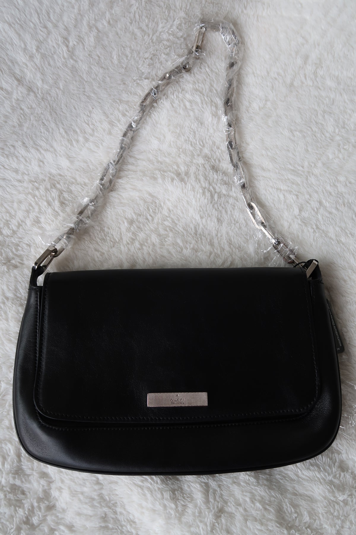 *New Pics* Gucci Black Leather Chain-Link Shoulder Bag - Silver Hardware