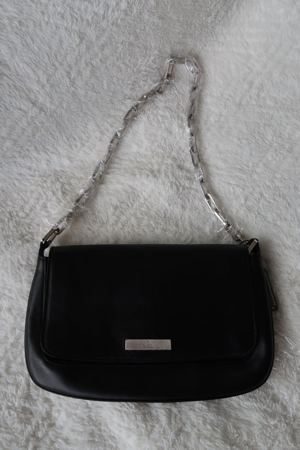 *New Pics* Gucci Black Leather Chain-Link Shoulder Bag - Silver Hardware