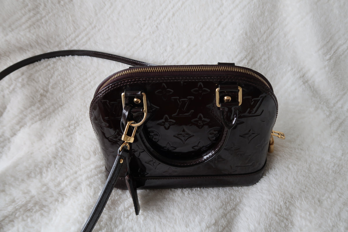 Louis Vuitton Alma BB Monogram Vernis Amarante Patent Leather Crossbody Bag