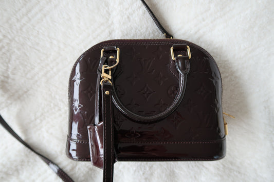 Louis Vuitton Alma BB Monogram Vernis Amarante Patent Leather Crossbody Bag