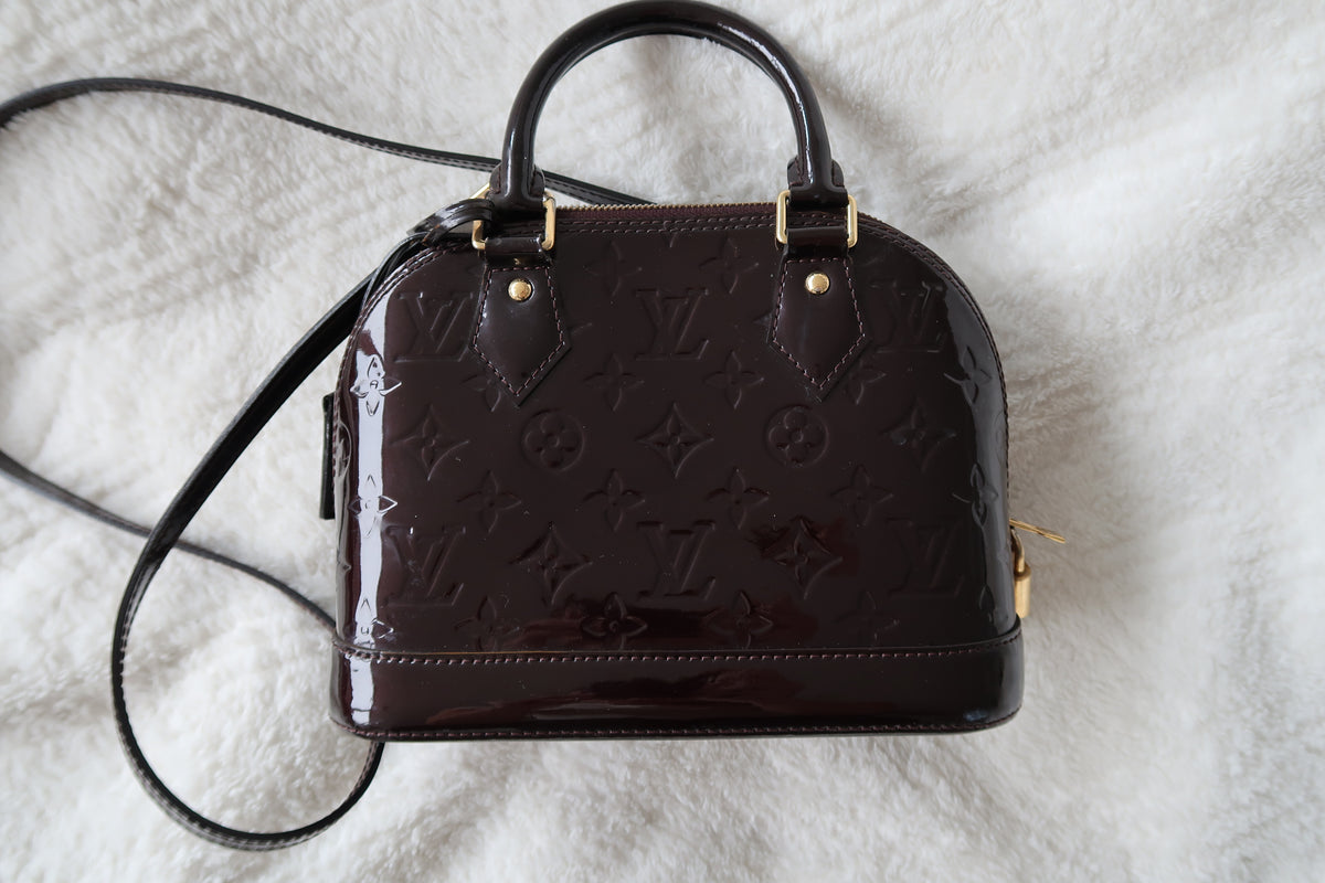 Louis Vuitton Alma BB Monogram Vernis Amarante Patent Leather Crossbody Bag