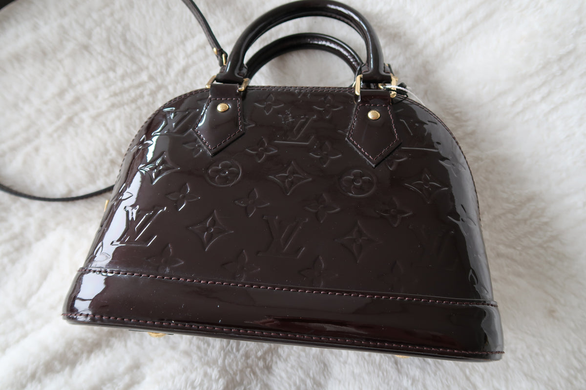 Louis Vuitton Alma BB Monogram Vernis Amarante Patent Leather Crossbody Bag