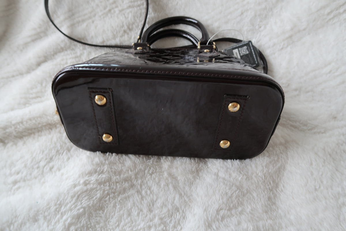 Louis Vuitton Alma BB Monogram Vernis Amarante Patent Leather Crossbody Bag