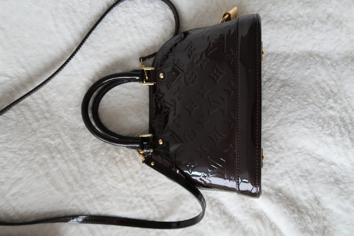 Louis Vuitton Alma BB Monogram Vernis Amarante Patent Leather Crossbody Bag