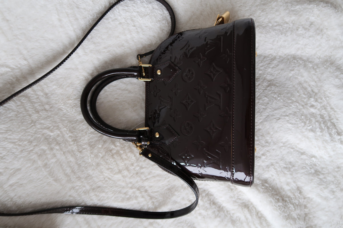 Louis Vuitton Alma BB Monogram Vernis Amarante Patent Leather Crossbody Bag