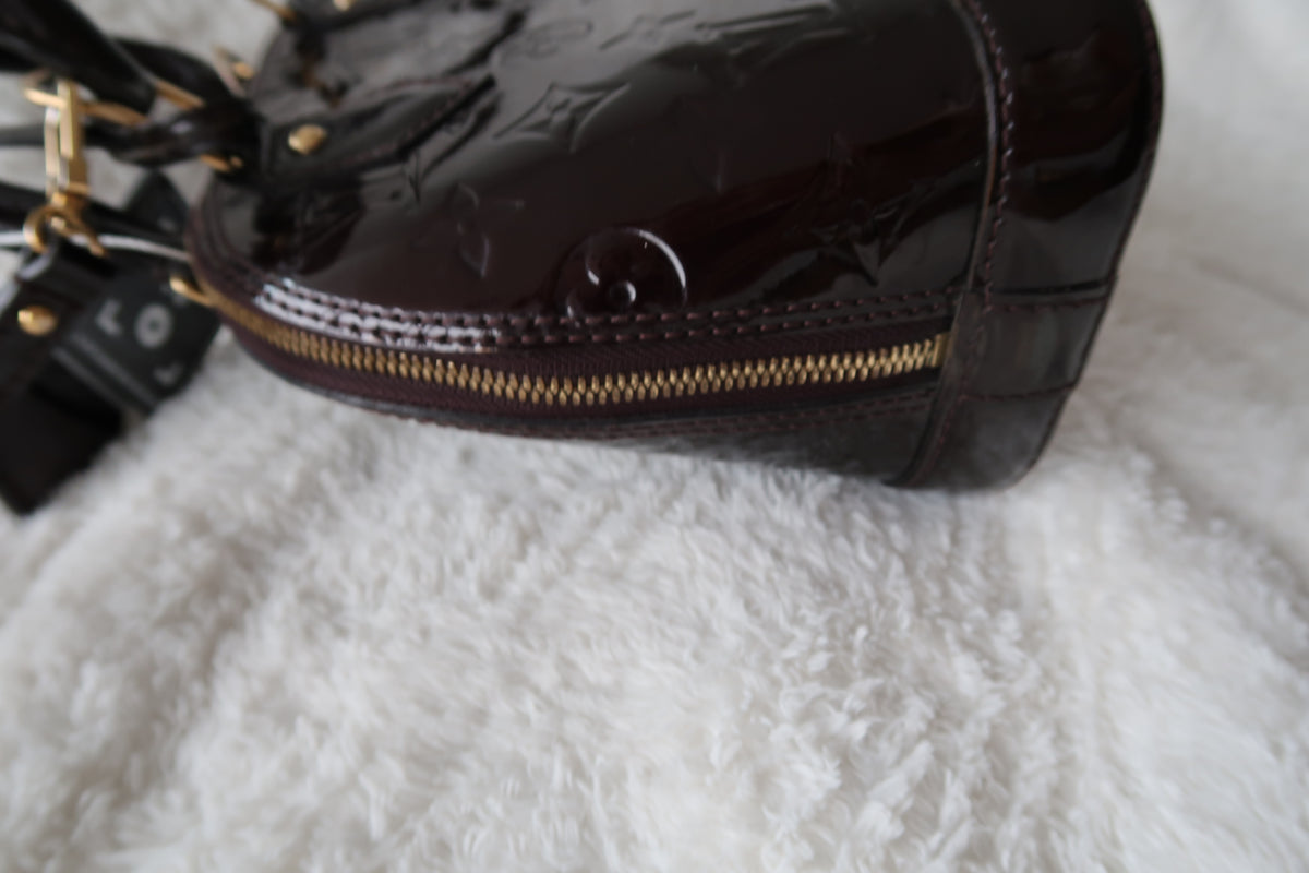 Louis Vuitton Alma BB Monogram Vernis Amarante Patent Leather Crossbody Bag