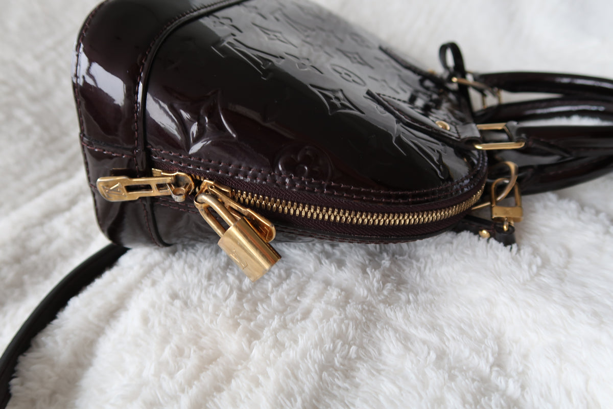 Louis Vuitton Alma BB Monogram Vernis Amarante Patent Leather Crossbody Bag