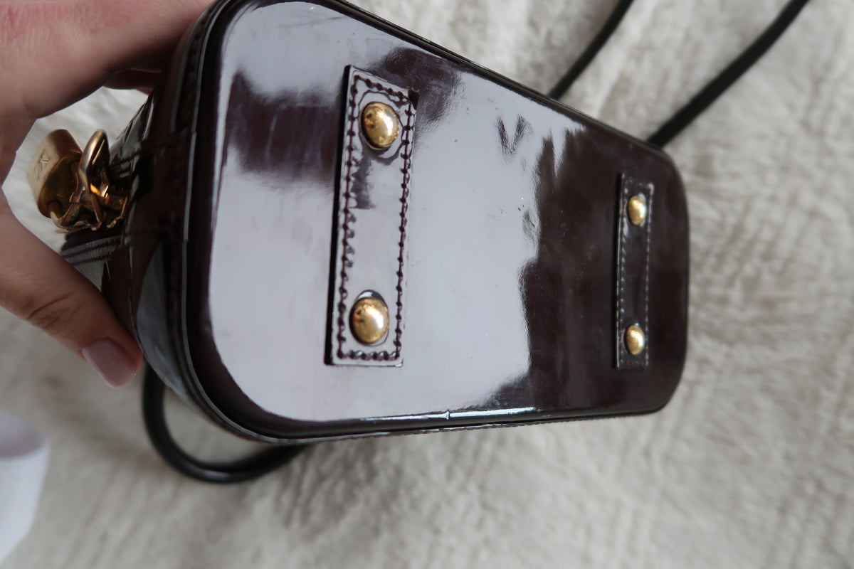 Louis Vuitton Alma BB Monogram Vernis Amarante Patent Leather Crossbody Bag
