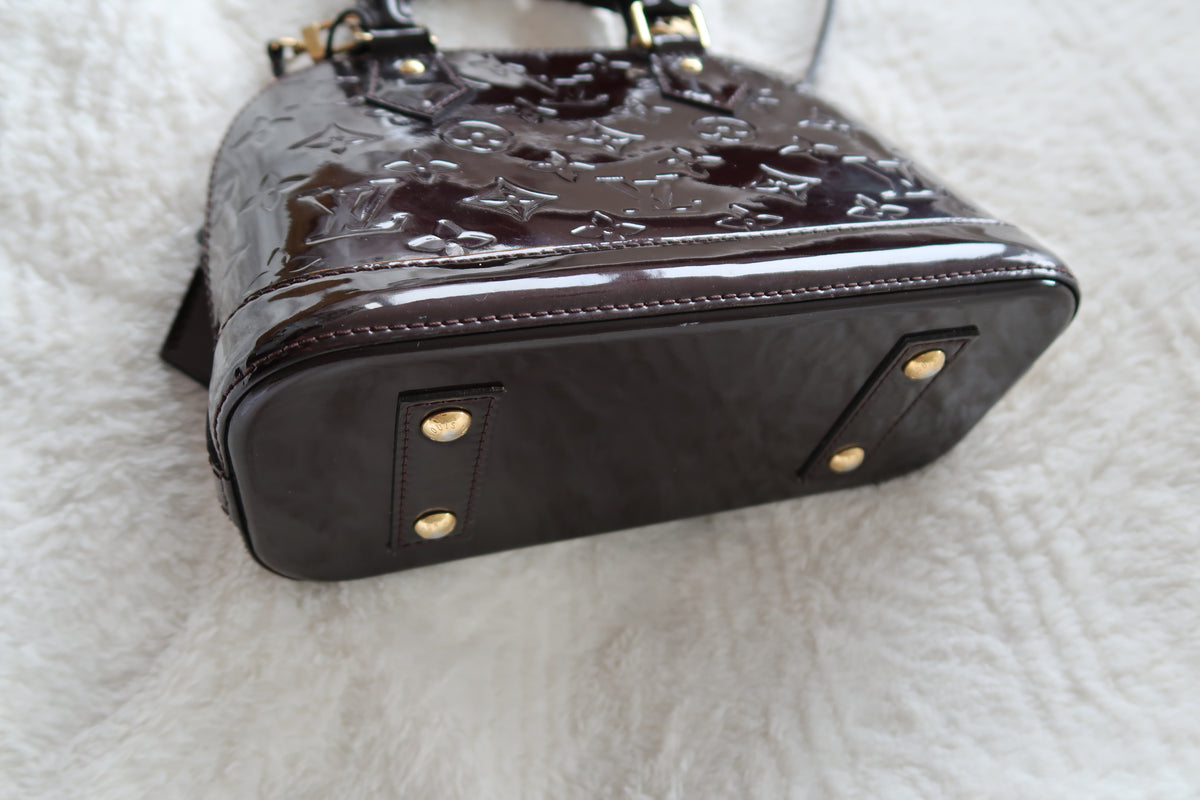 Louis Vuitton Alma BB Monogram Vernis Amarante Patent Leather Crossbody Bag