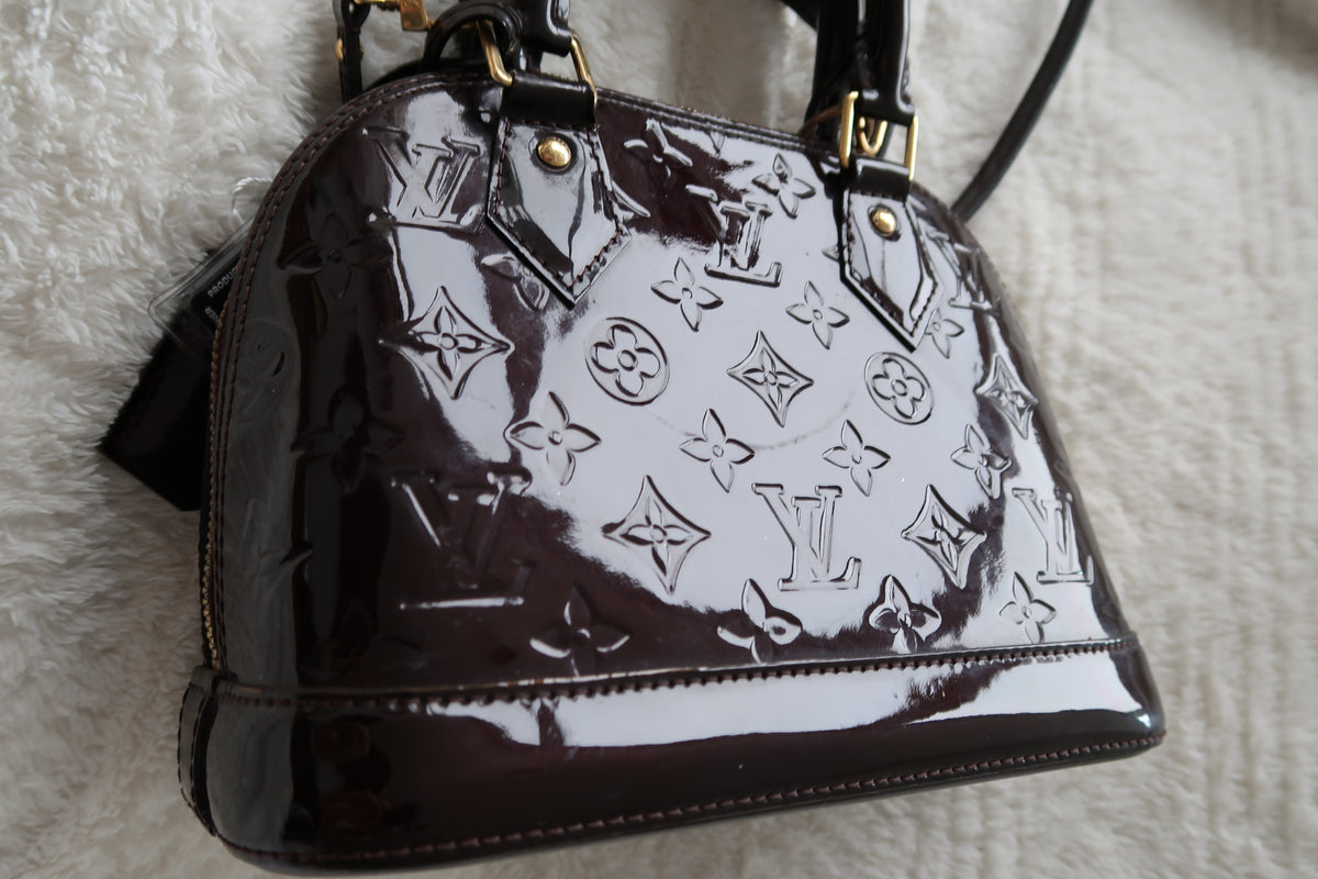 Louis Vuitton Alma BB Monogram Vernis Amarante Patent Leather Crossbody Bag