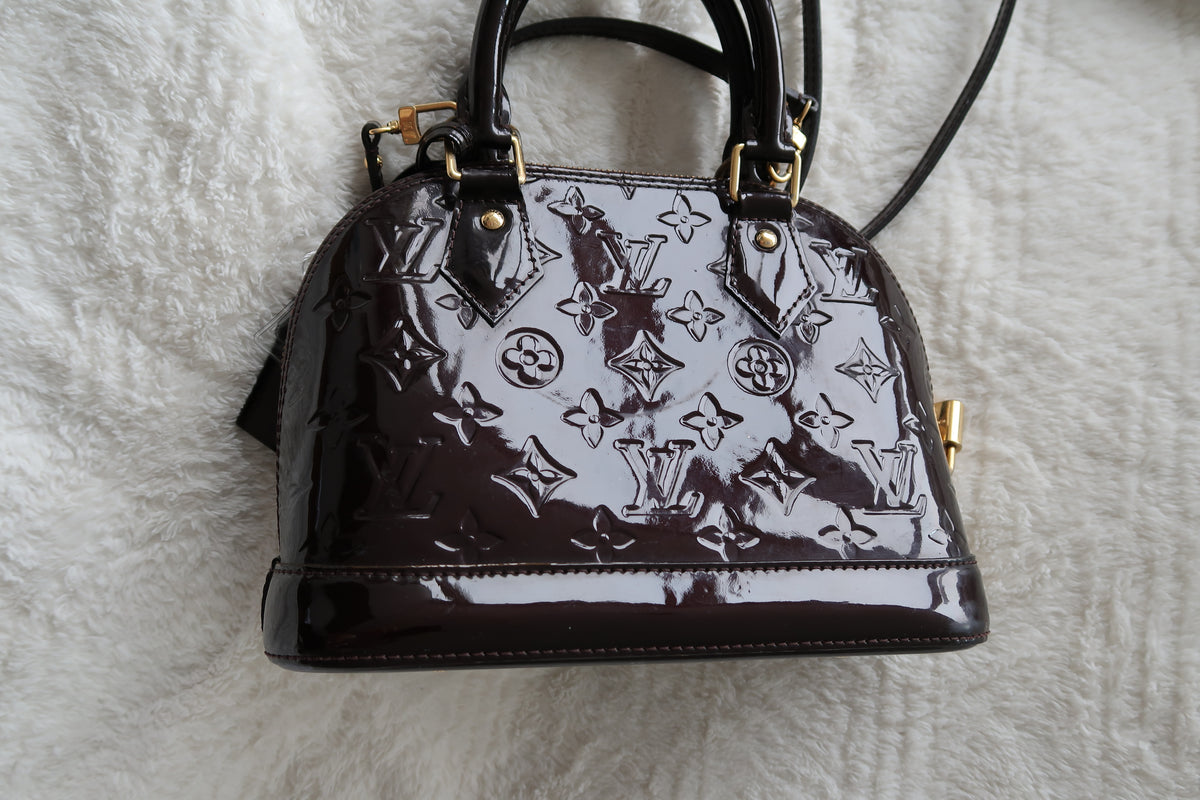 Louis Vuitton Alma BB Monogram Vernis Amarante Patent Leather Crossbody Bag