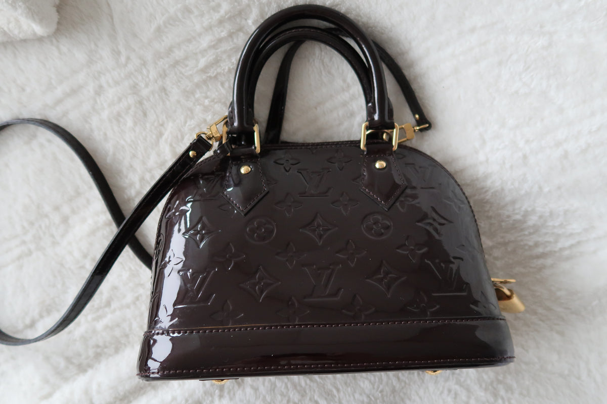 Louis Vuitton Alma BB Monogram Vernis Amarante Patent Leather Crossbody Bag