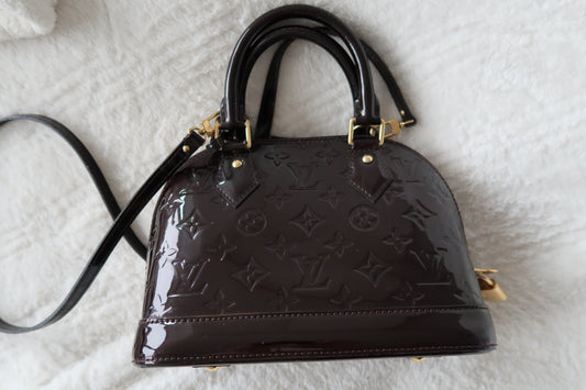 Louis Vuitton Alma BB Monogram Vernis Amarante Patent Leather Crossbody Bag