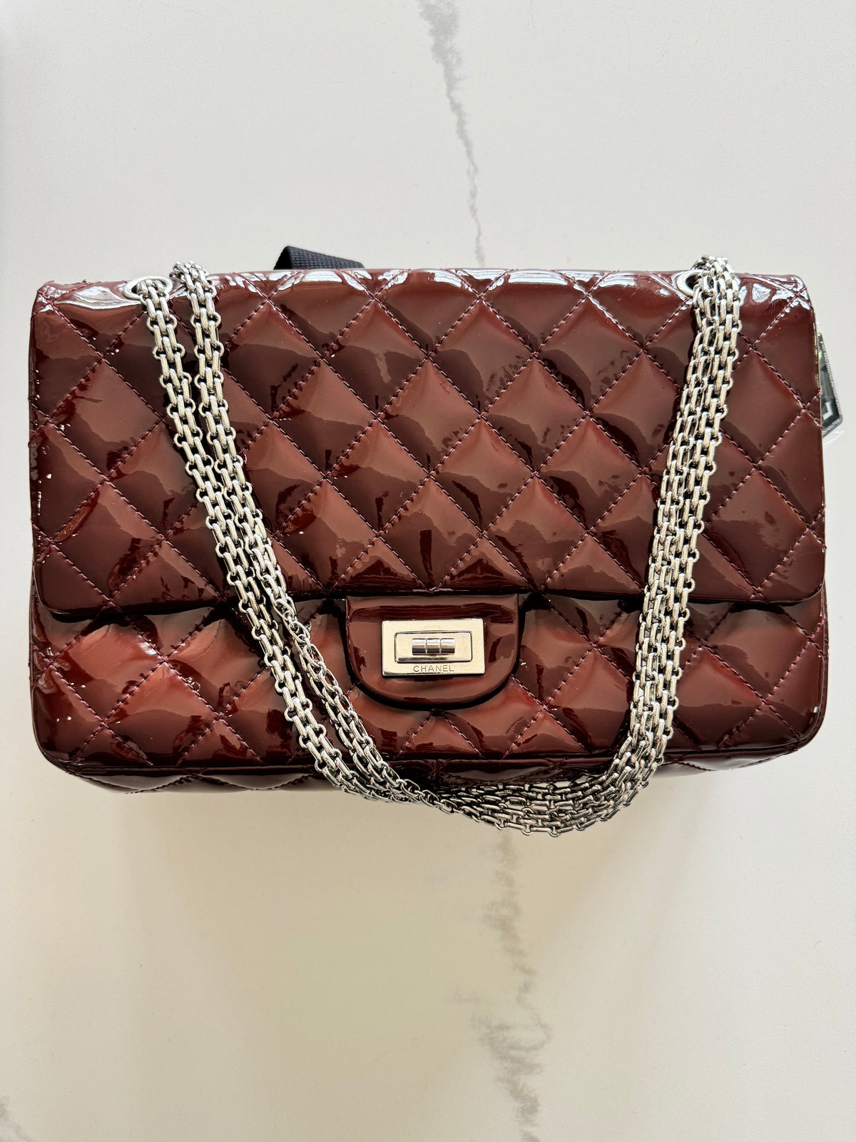 Chanel 2.55 Reissue Double-Flap Shoulder Bag – Burgundy Patent Leather