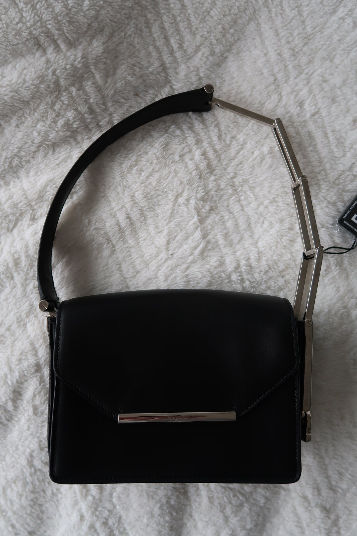 New Pics Rare Vintage Salvatore Ferragamo Black Leather Convertible Shoulder Bag – Adjustable Handle