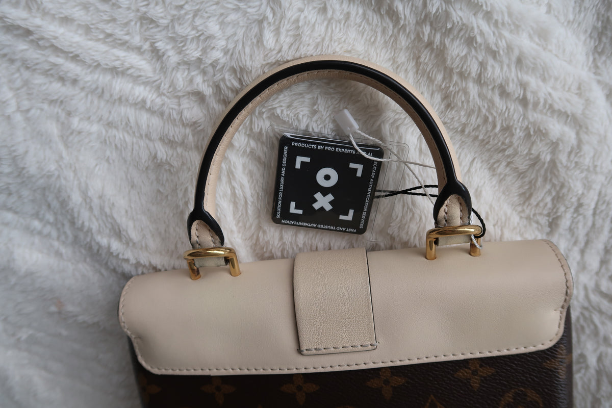 New Pics Louis Vuitton Locky BB Monogram Canvas & Crème Leather Top Handle Crossbody Bag
