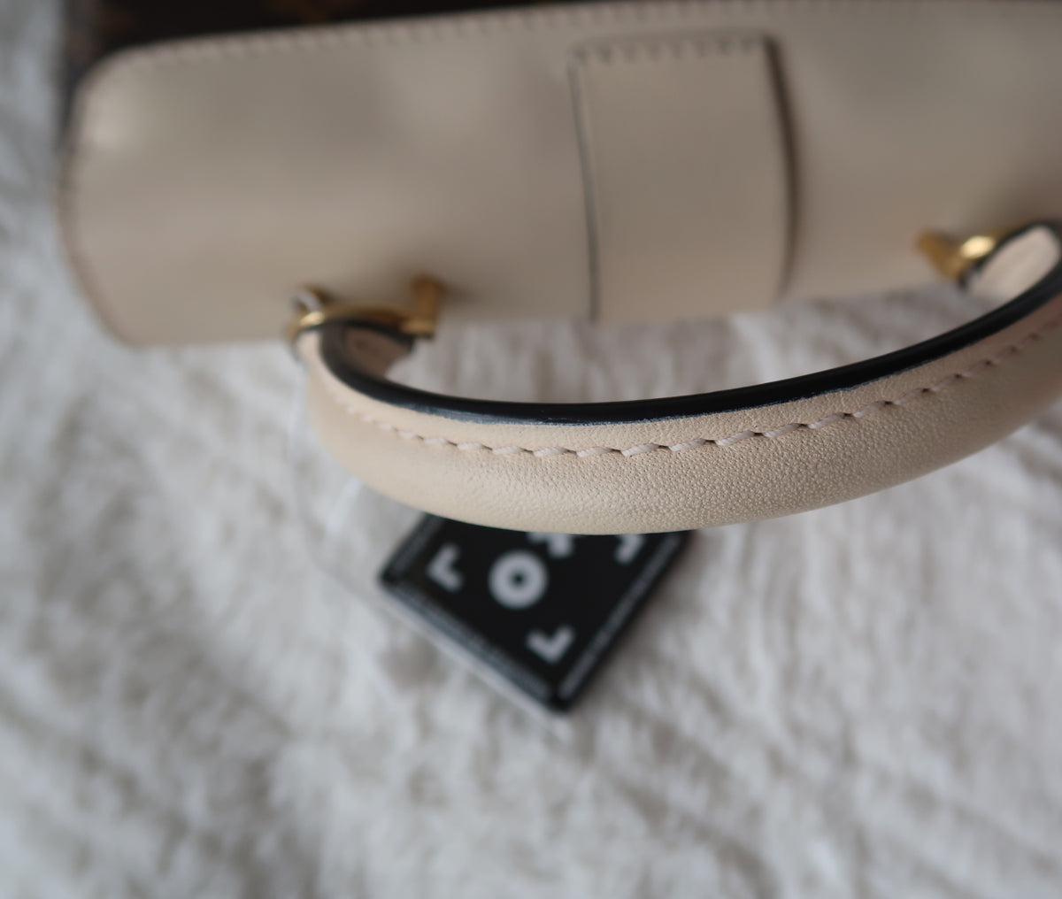 New Pics Louis Vuitton Locky BB Monogram Canvas & Crème Leather Top Handle Crossbody Bag