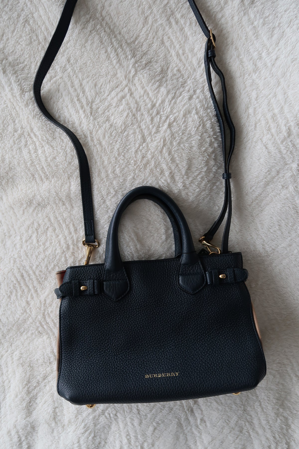 New Pics Burberry Banner Top Handle Tote Bag with Crossbody strap