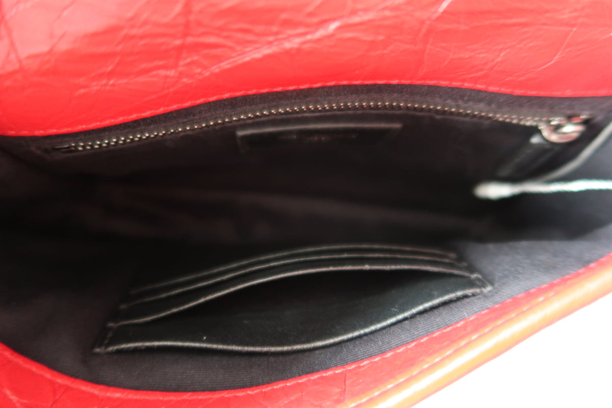 New Pics Saint Laurent Niki Bag Red Crinkled Leather Chain Bag YSL - Baby Small