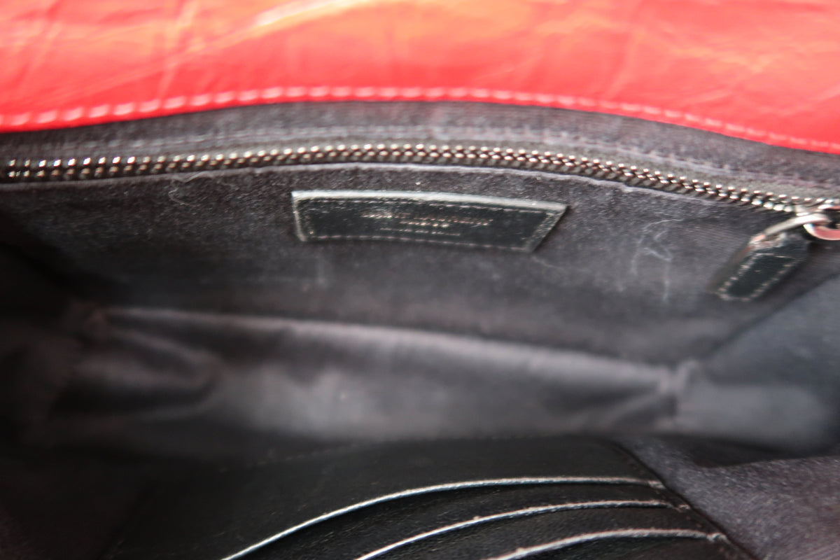 New Pics Saint Laurent Niki Bag Red Crinkled Leather Chain Bag YSL - Baby Small