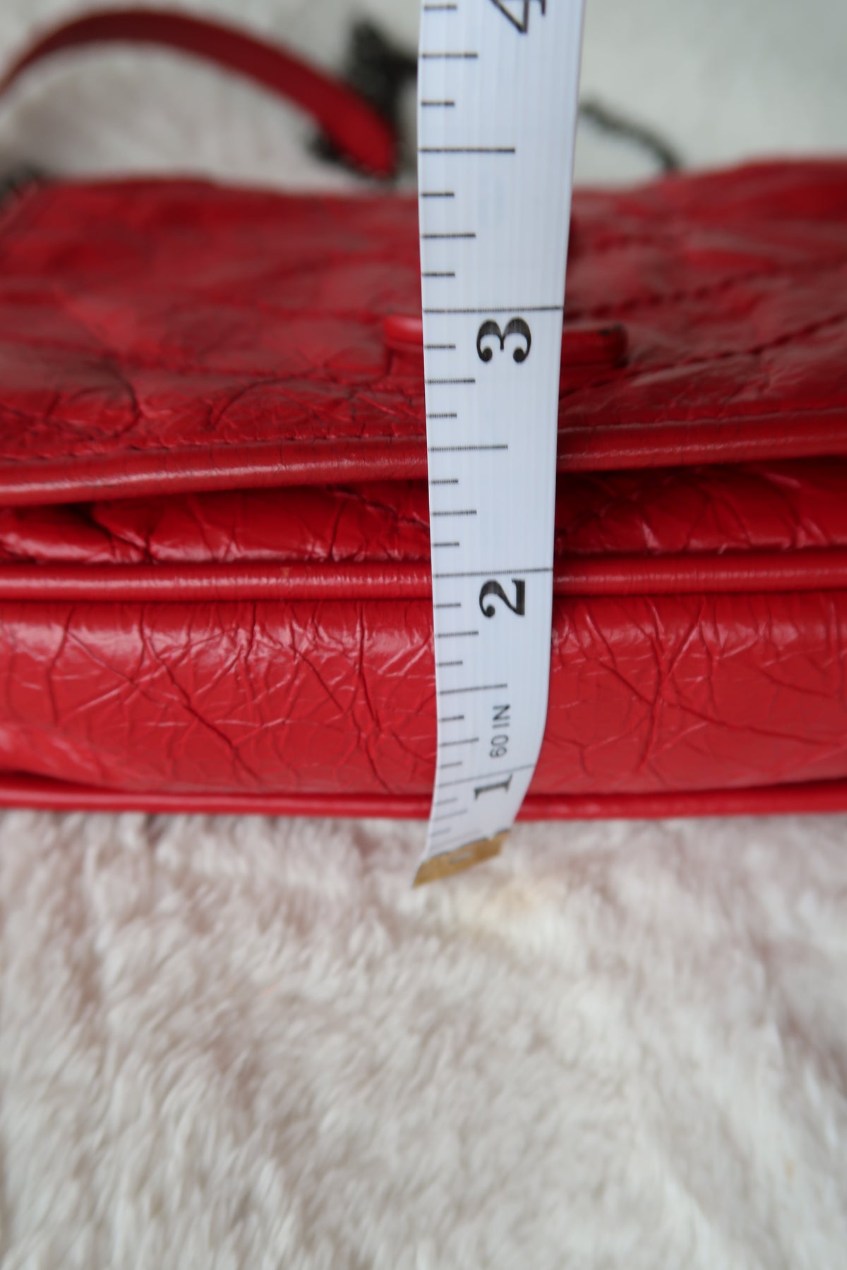 New Pics Saint Laurent Niki Bag Red Crinkled Leather Chain Bag YSL - Baby Small