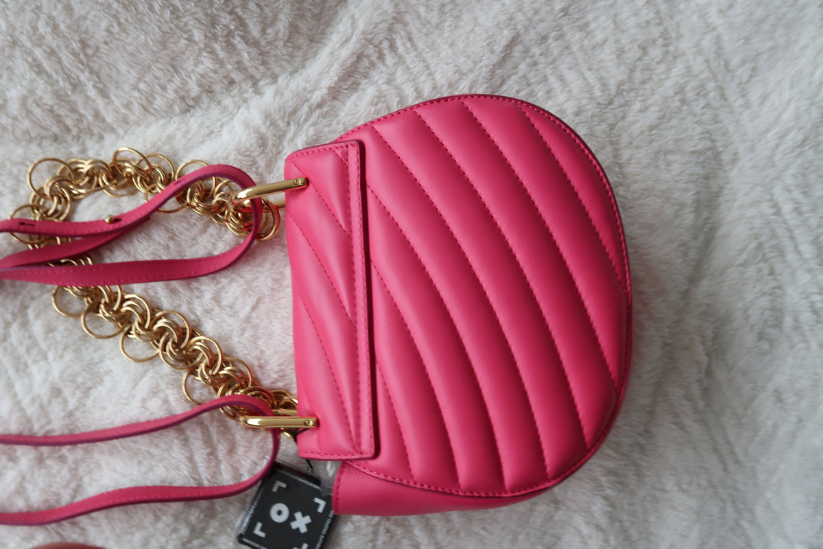 Chloe Drew Bijou Convertible 2-Way Quilted Shoulder & Crossbody Mini Bag – Fuchsia Pink
