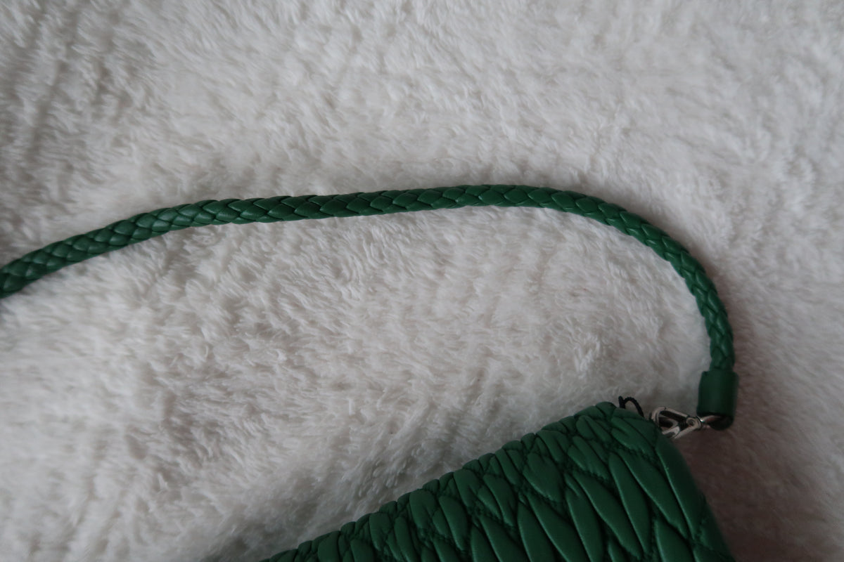 Miu Miu Nappa Matelassé Crystal Convertible Shoulder Bag & Clutch – Emerald Green