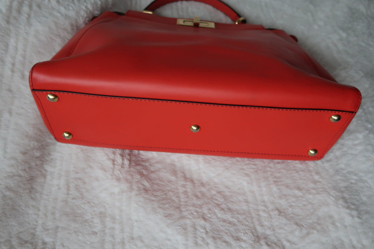 Fendi Medium Peekaboo Bag – Orange Leather with Pequin Stripe Interior