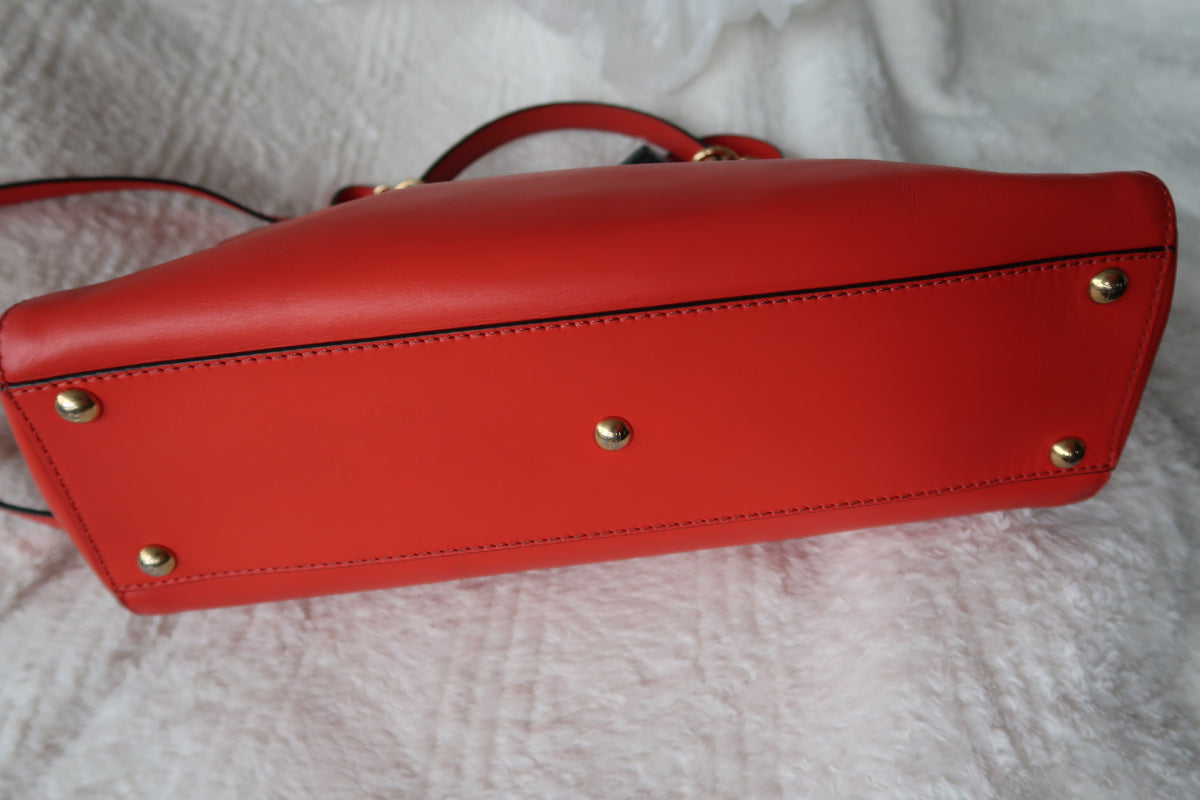 Fendi Medium Peekaboo Bag – Orange Leather with Pequin Stripe Interior