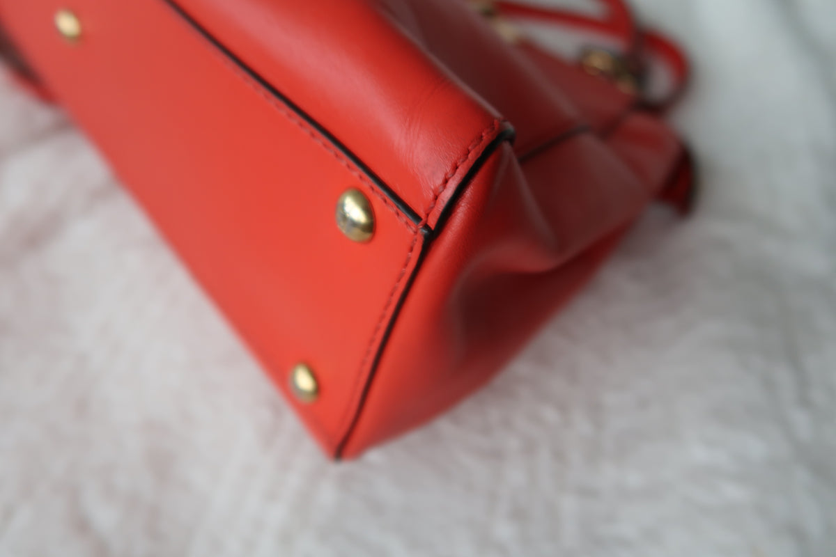 Fendi Medium Peekaboo Bag – Orange Leather with Pequin Stripe Interior